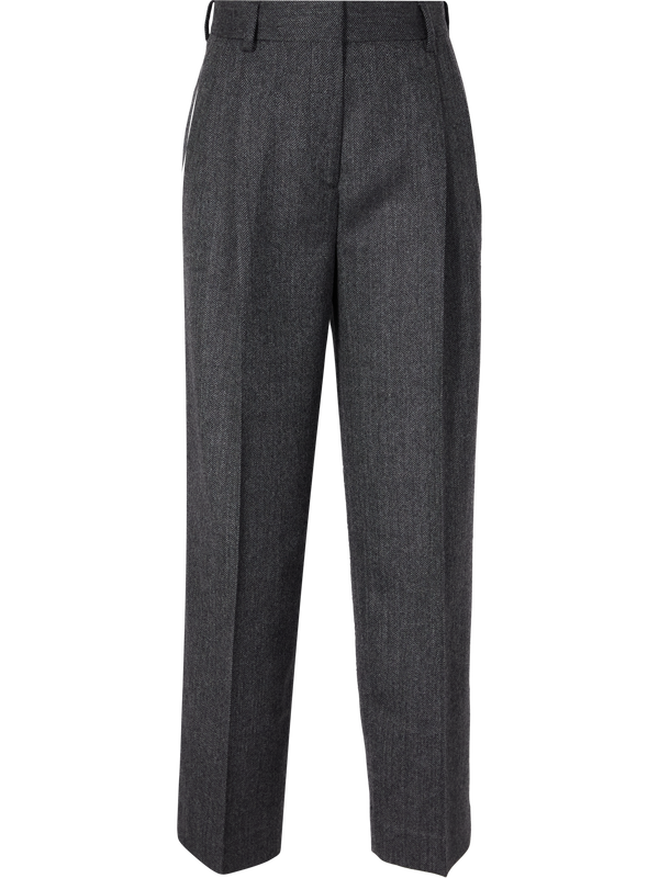 Wollhose 'Herringbone Double-Pleat' Grau