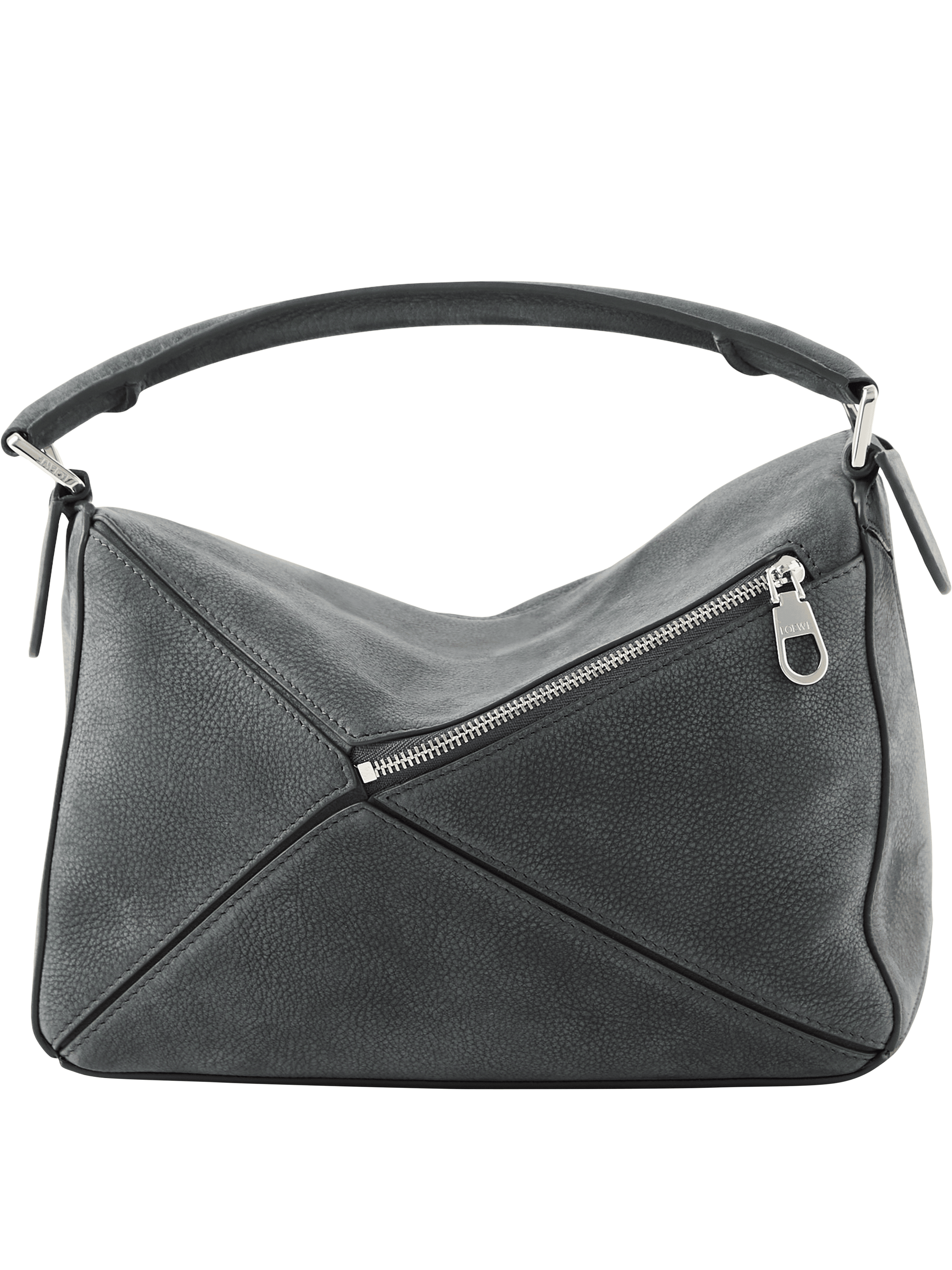 LOEWE 'Puzzle Nubuck Small' handbag, Anthracite, Back view – UNGER.DE