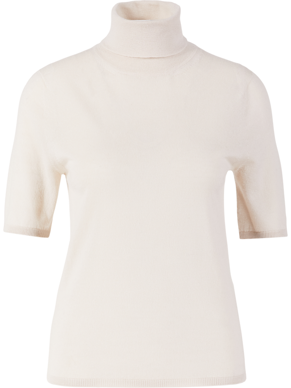 'Rockdale' short-sleeved jumper in Alabaster cashmere