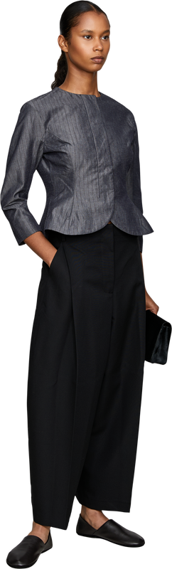 Short blazer 'La Veste Palmier' in anthracite
