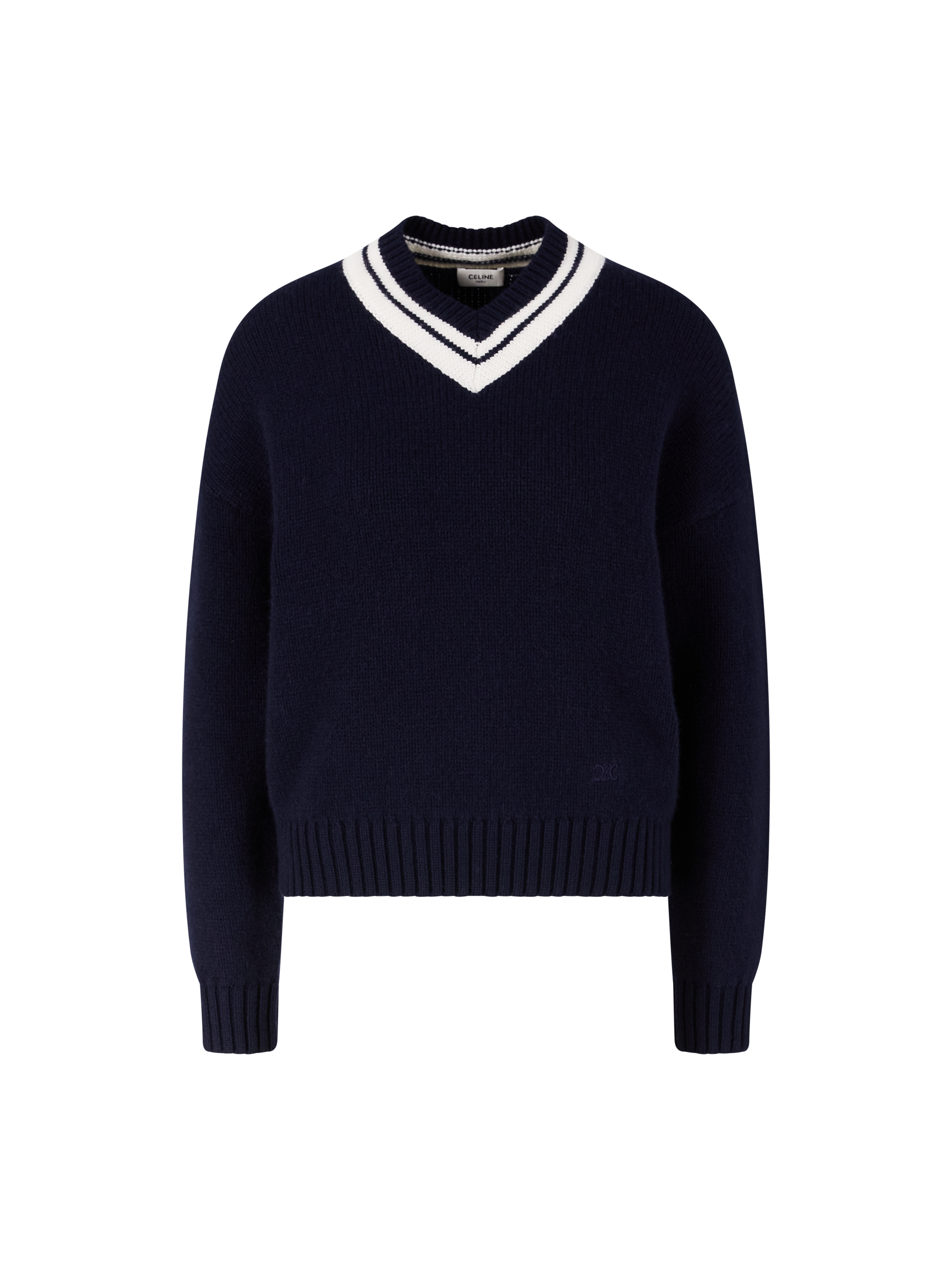 Cashmere Pullover mit V-Ausschnitt Marineblau