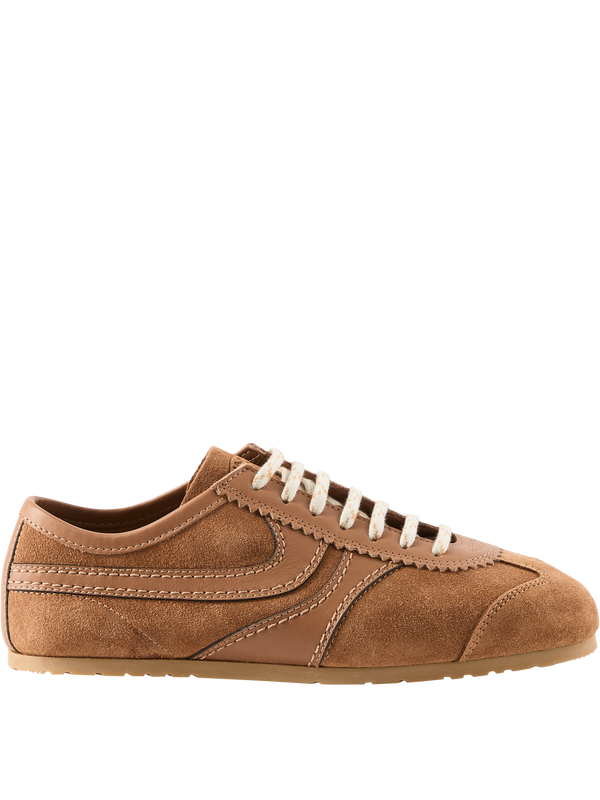 Sneaker aus Leder Tan