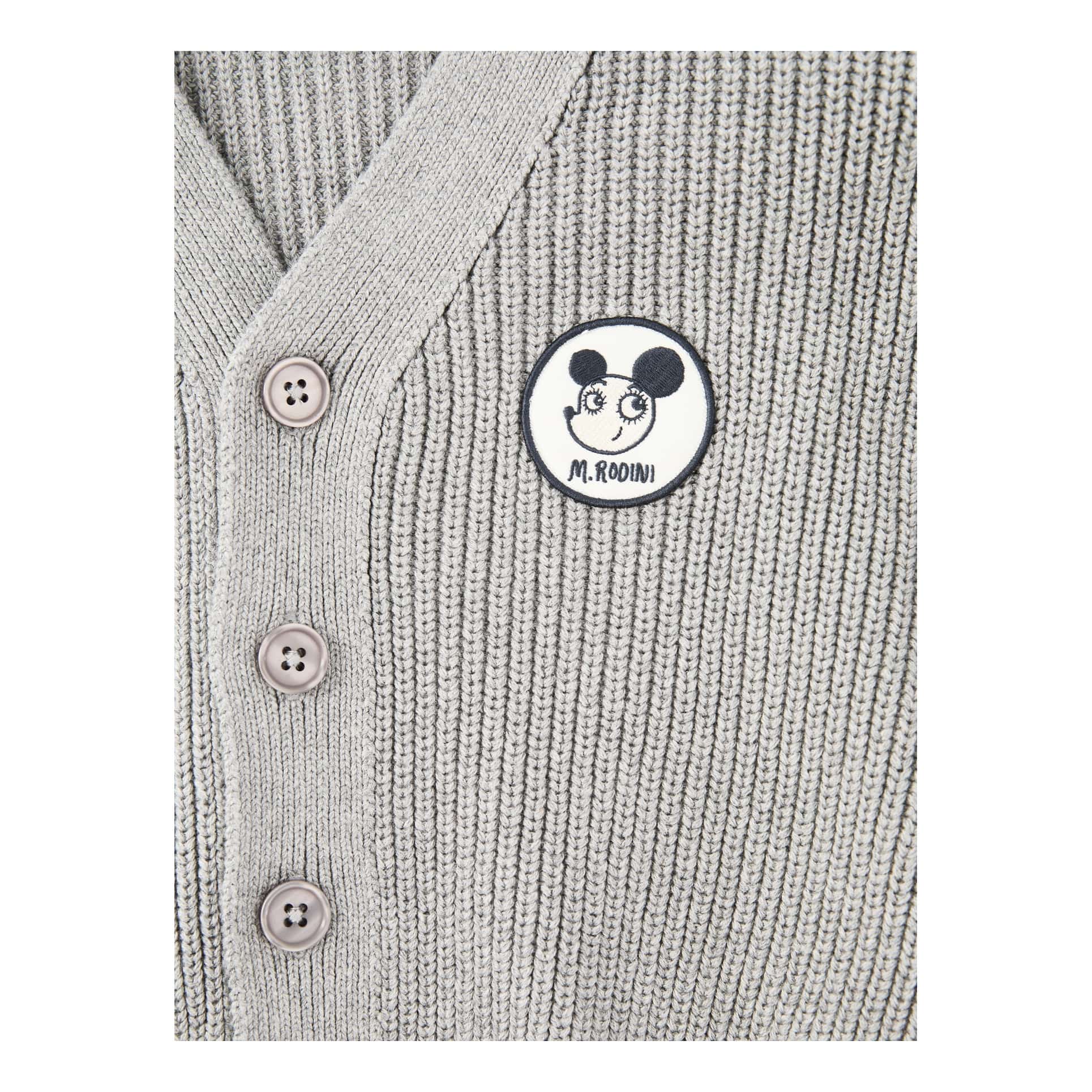 Mini Rodini 'Ritzratz Patch' Cardigan, Light Grey, Front view – UNGER.DE