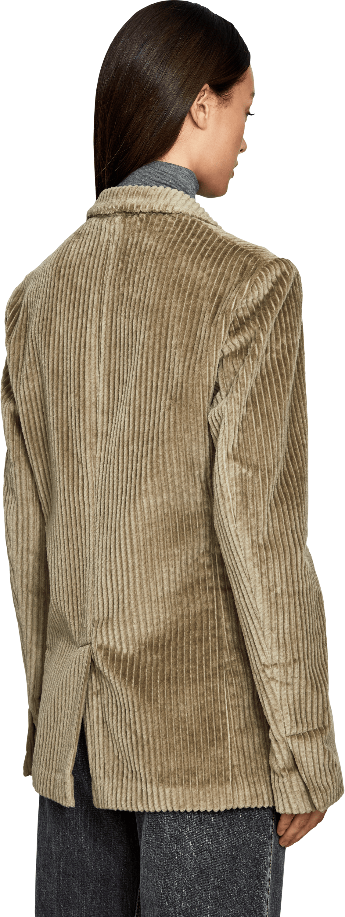 META CAMPANIA COLLECTIVE 'Udo' corduroy blazer in beige velvet, Back view – UNGER.DE