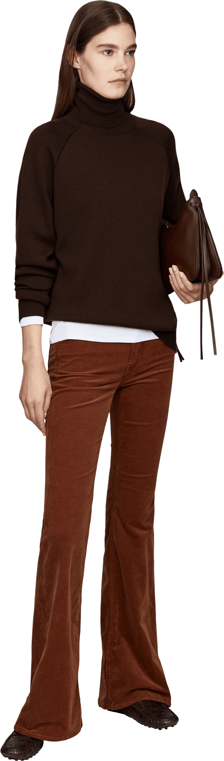 META CAMPANIA COLLECTIVE Rollkragenpullover 'Jed' aus Merinowolle Dunkelbraun, Modelansicht – UNGER.DE
