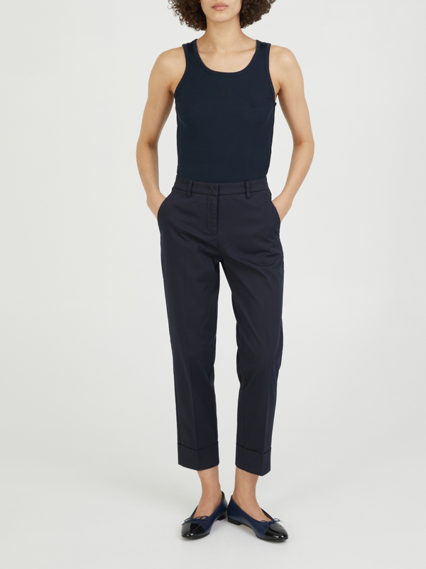 Stoffhose 'Krystal' mit Umschlag Marineblau