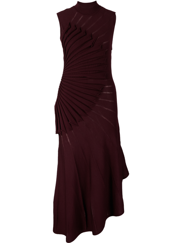 Asymmetrisches Midikleid aus Wolle Bordeaux