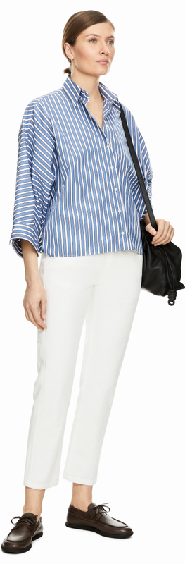 Oversized Hemd mit Monili-Perlen Blau