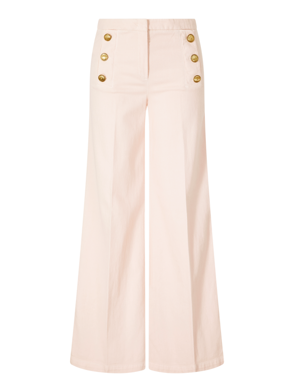 Stoffhose 'Bridget' mit dekorativen Knöpfen Rosé