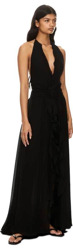 Maxikleid aus Viskose-Georgette Schwarz