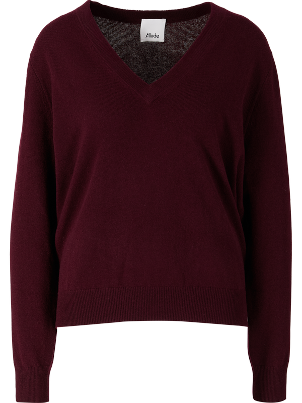 Cashmere-Pullover mit V-Ausschnitt Bordeaux