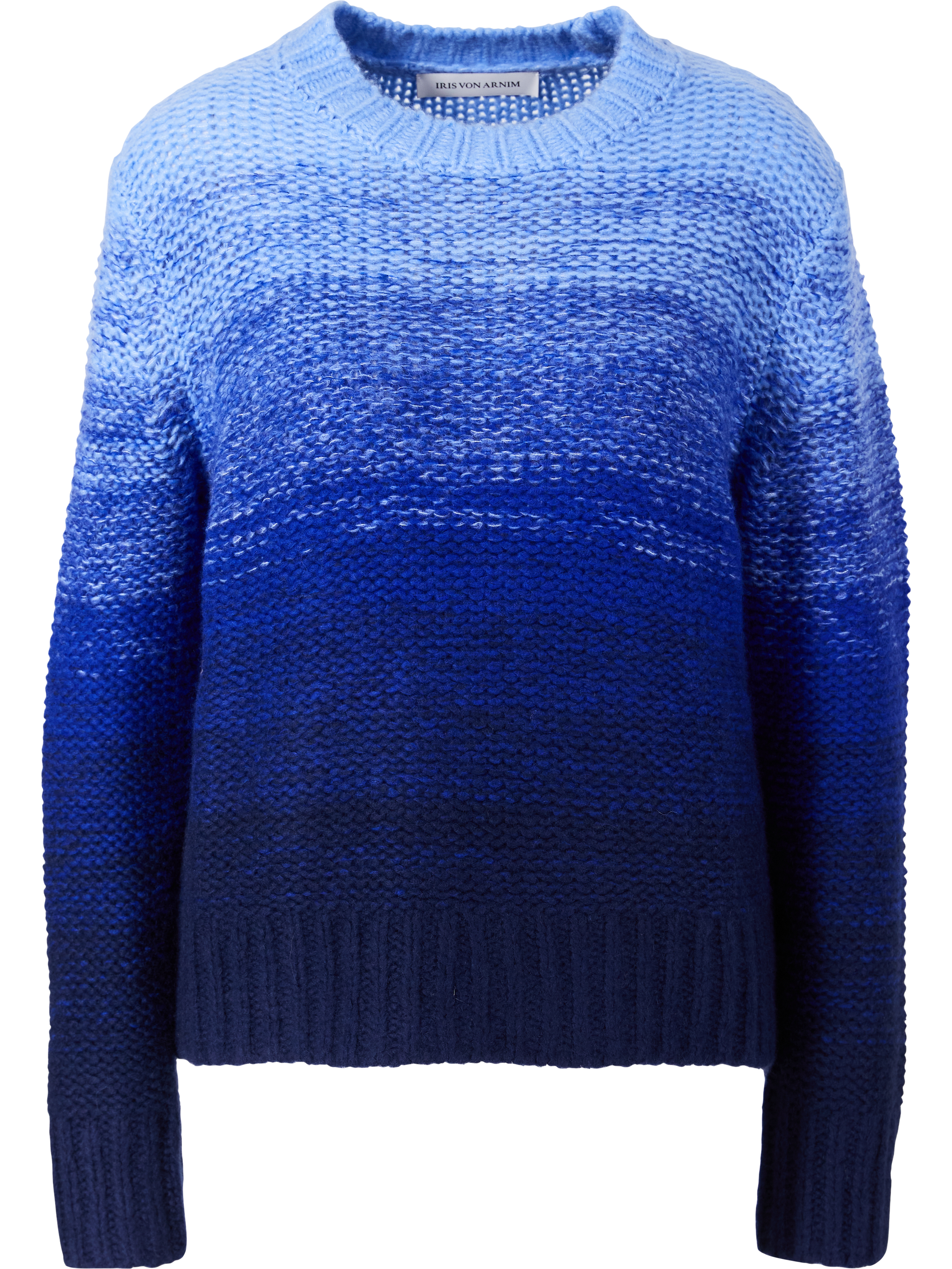 Iris von Arnim Cashmere-Seidenpullover 'RAINBOW DEGRADÉ 50' Marine/Azur, Produktansicht – UNGER.DE