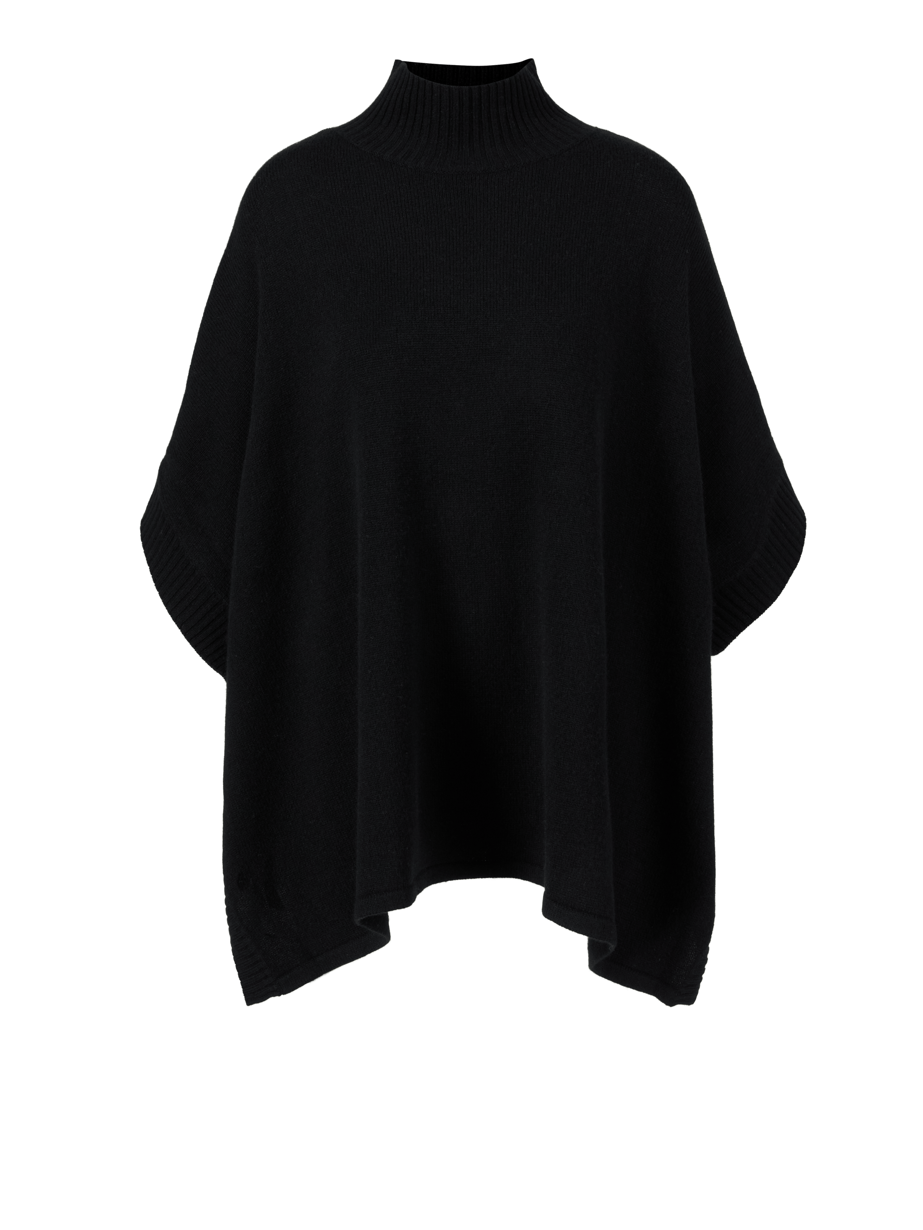 Woll-Cashmere-Poncho Schwarz