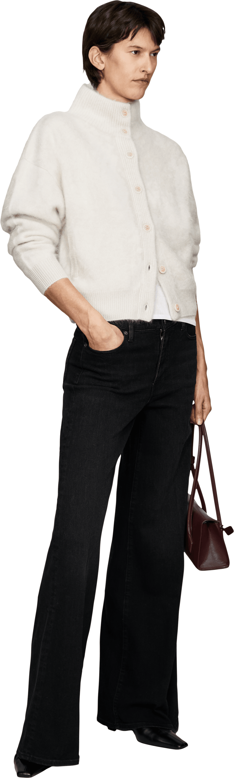 Iris von Arnim Cashmere-Strickjacke 'Dabina Brushed' Alabaster, Modelview – UNGER.DE