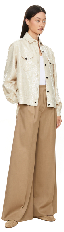 Hemdjacke mit Pailletten Beige