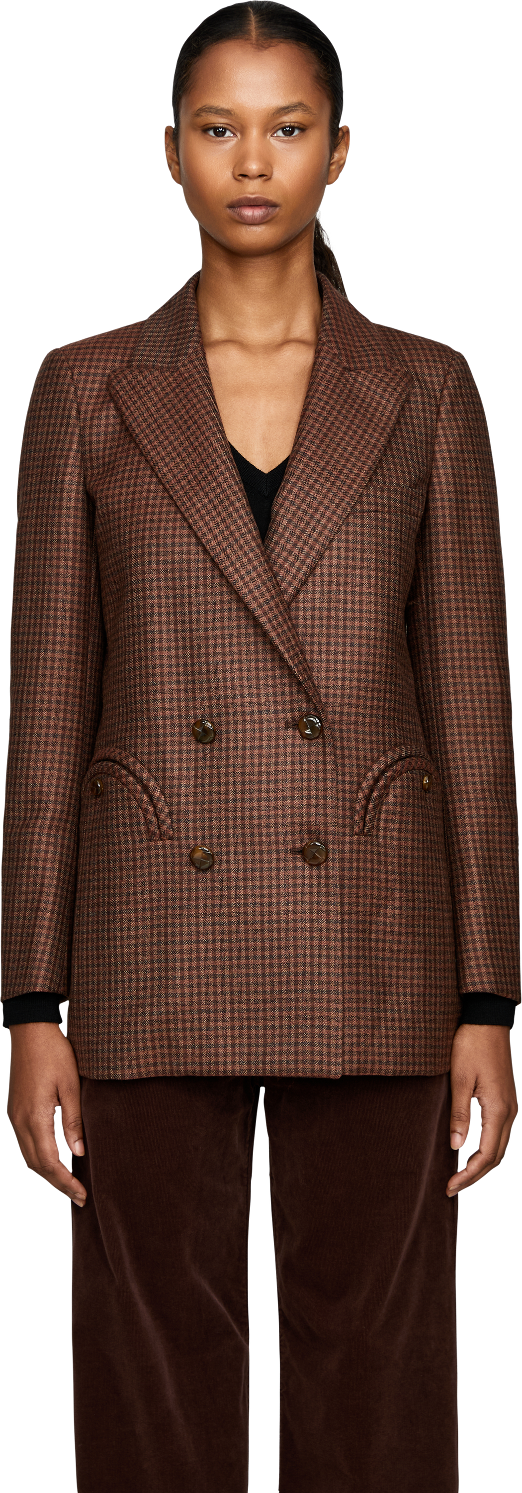 Blazé Milano Karierter Blazer 'Moat Everyday' aus Schurwolle Braun, Frontansicht – UNGER.DE