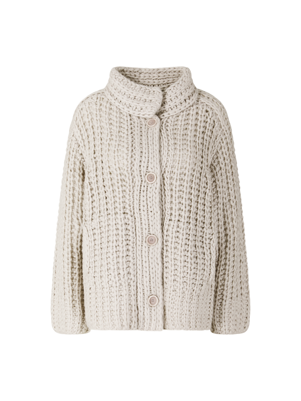 Cashmere-Seidenstrickjacke 'Vigdis Long Handstrick' Kitt