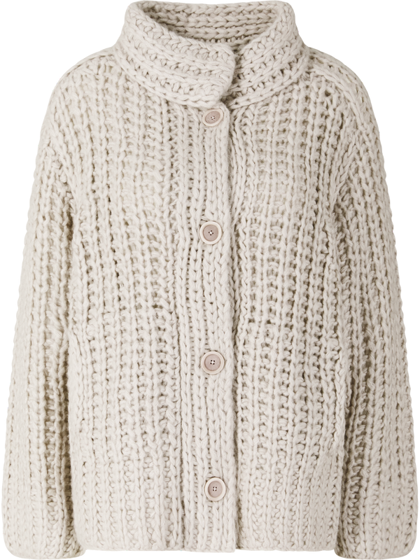Cashmere-Seidenstrickjacke 'Vigdis Long Handstrick' Kitt