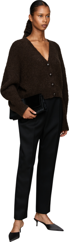'Tenet' cashmere-alpaca-silk cardigan dark brown
