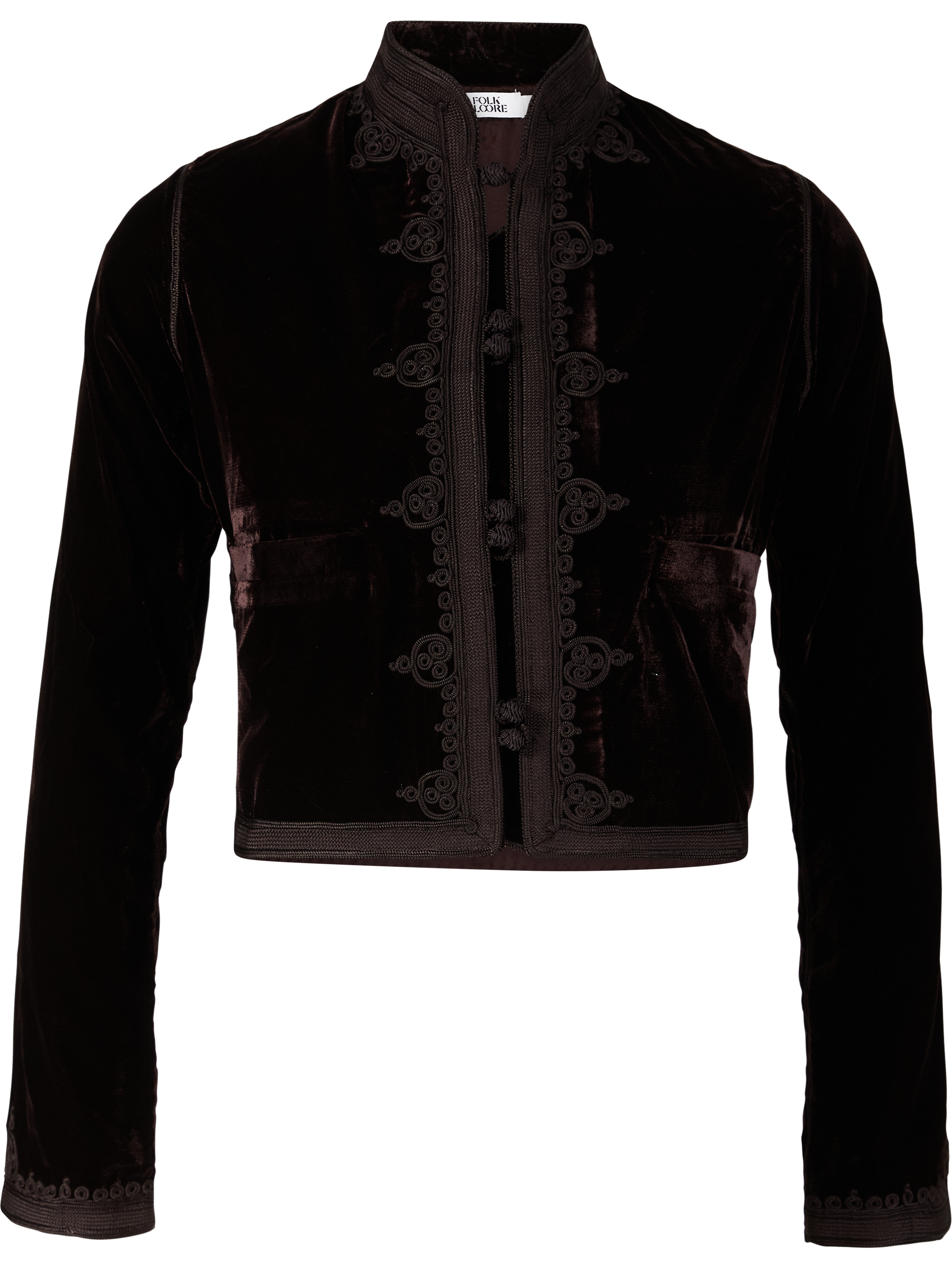 Folkloore Kurzer Blazer aus Samt Dunkelbraun, Produktansicht – UNGER.DE