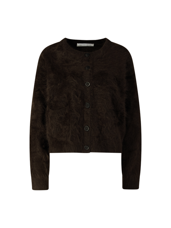 Gebürstete Cashmere-Strickjacke 'Mina' Schokolade