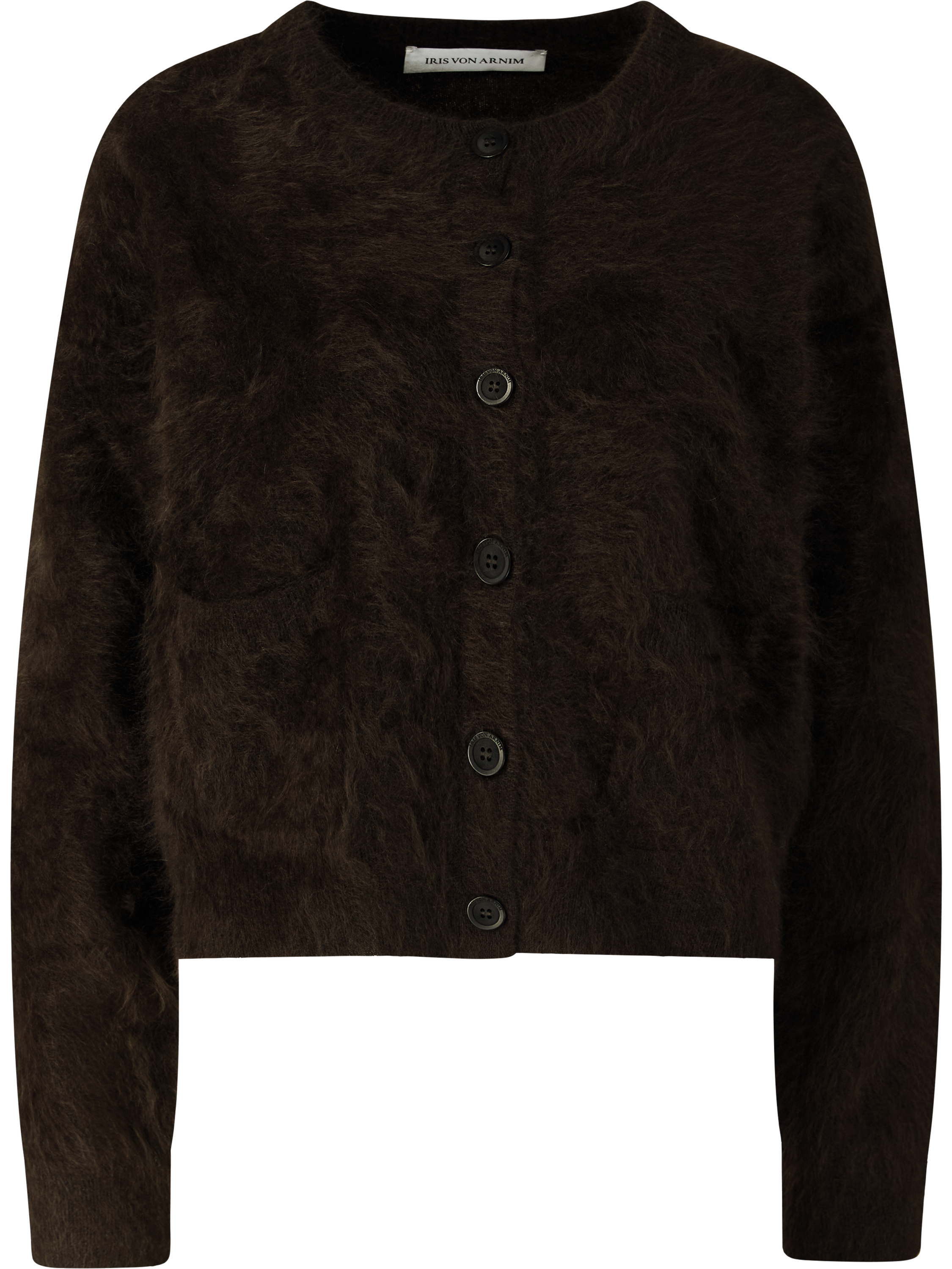 Brushed cashmere cardigan 'Mina' in chocolate