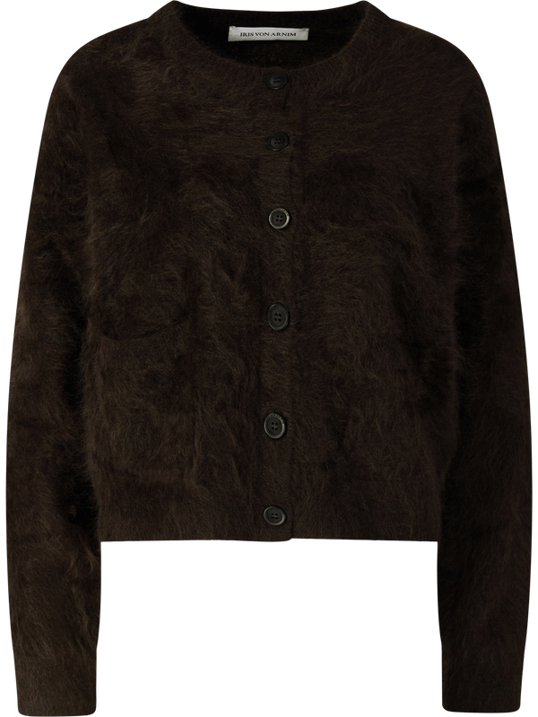 Gebürstete Cashmere-Strickjacke 'Mina' Schokolade