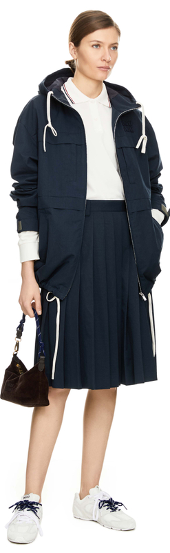 Faltenrock aus Ripstopstoff Marineblau