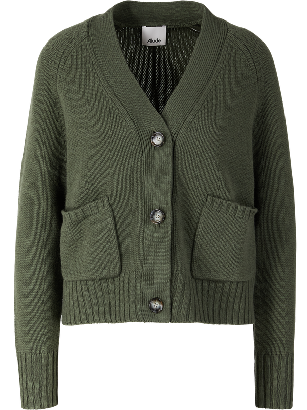 Wool-cashmere cardigan with a V-neck green