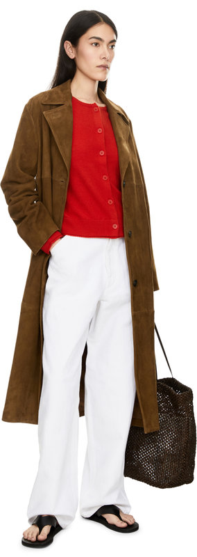 Mantel aus Ziegenveloursleder Cognac