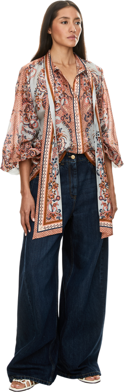 Seidenbluse 'Aster' mit Paisley-Blumenprint Multi