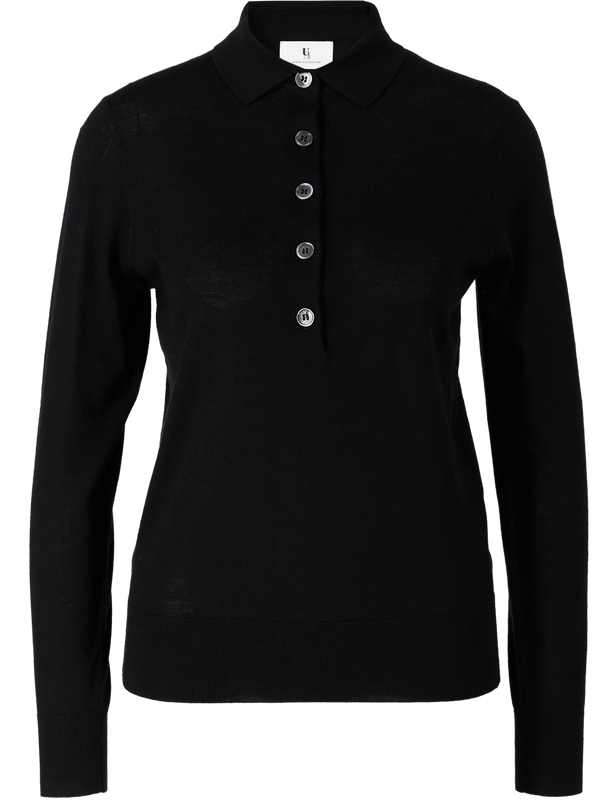Woll-Cashmere-Seidenpolopullover in Black