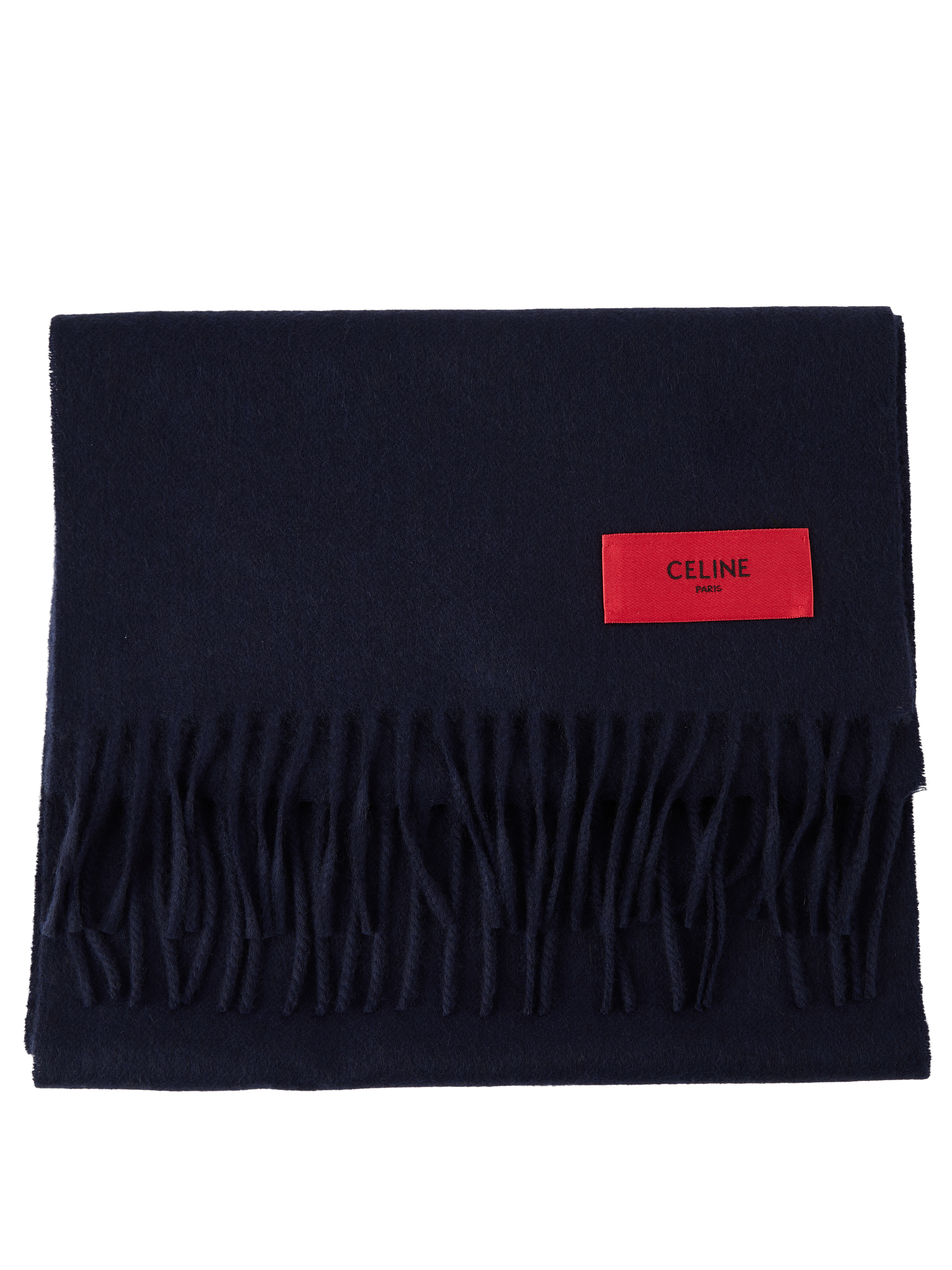 Schal aus Cashmere mit Fransen Marineblau