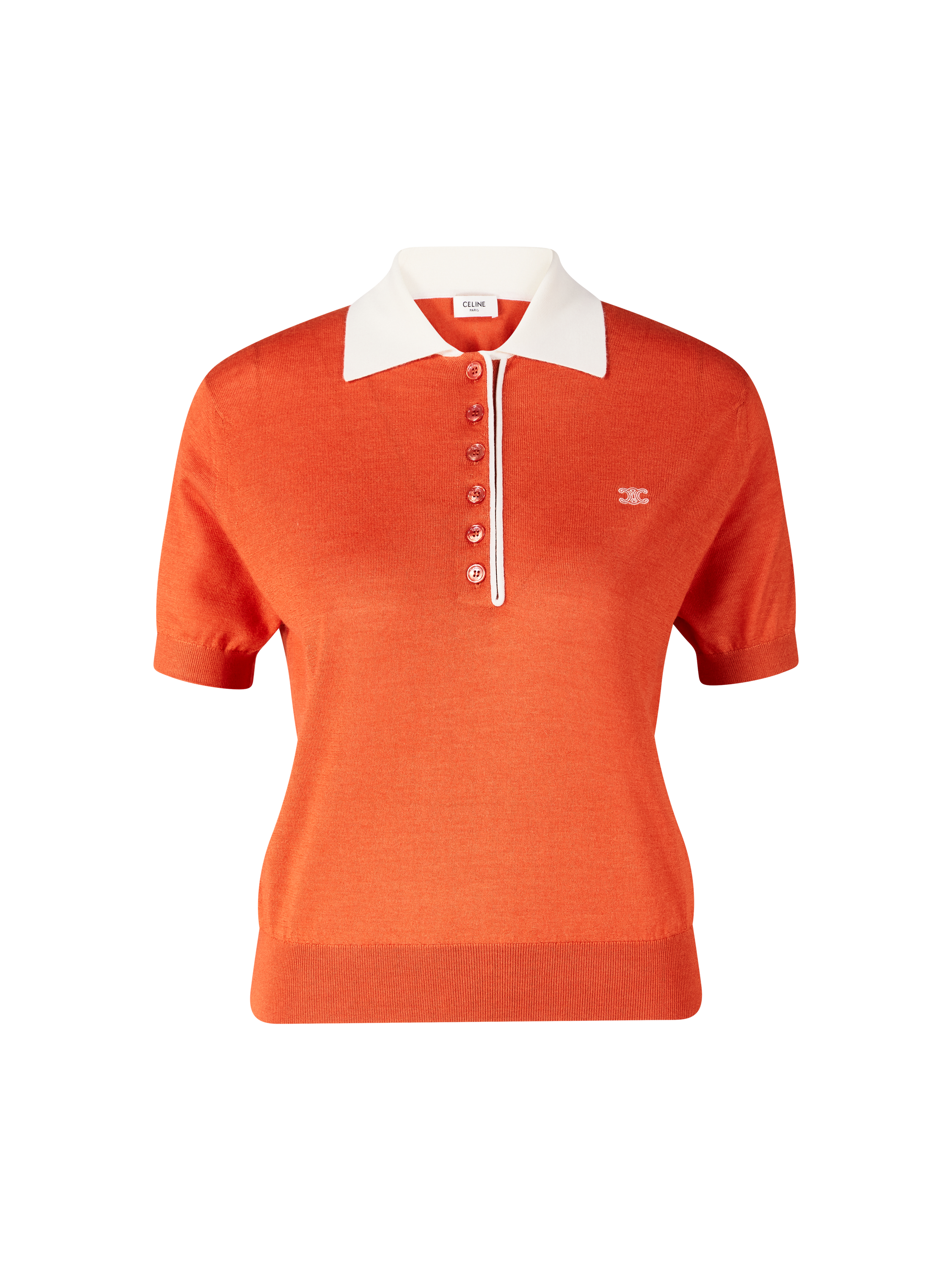 Cashmere-Seidenpullover mit Polokragen Orange