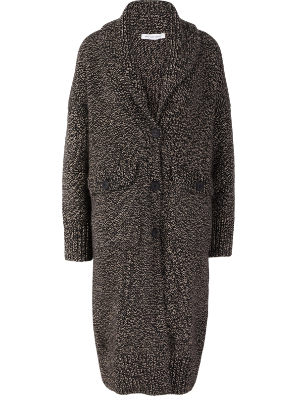 'Maxi' Cashmere Coat – Black/Taupe