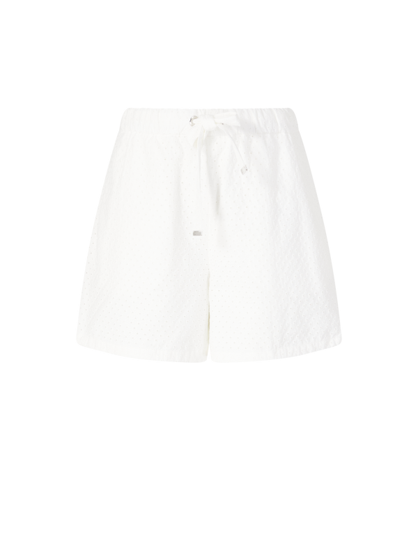 Shorts aus San Gallo- und Baumwollpopeline Weiß