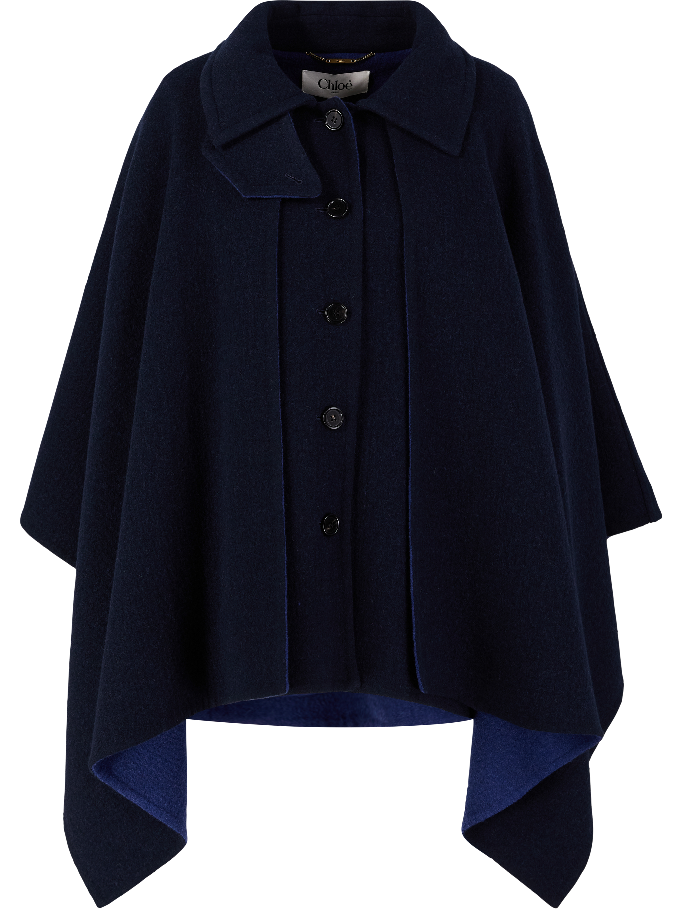 Chloé Kurzer Cape-Mantel aus Schurwolle Marineblau, Produktansicht – UNGER.DE