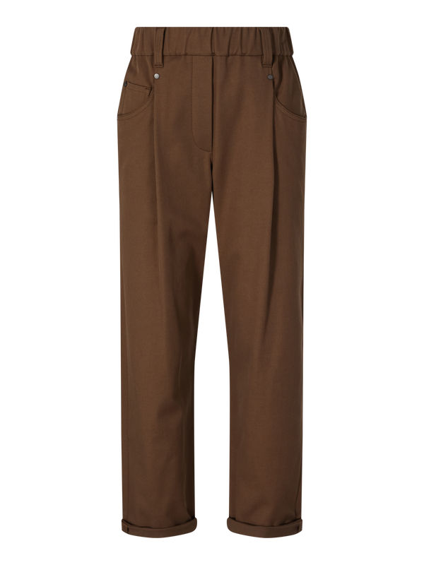 Cropped Stoffhose Braun