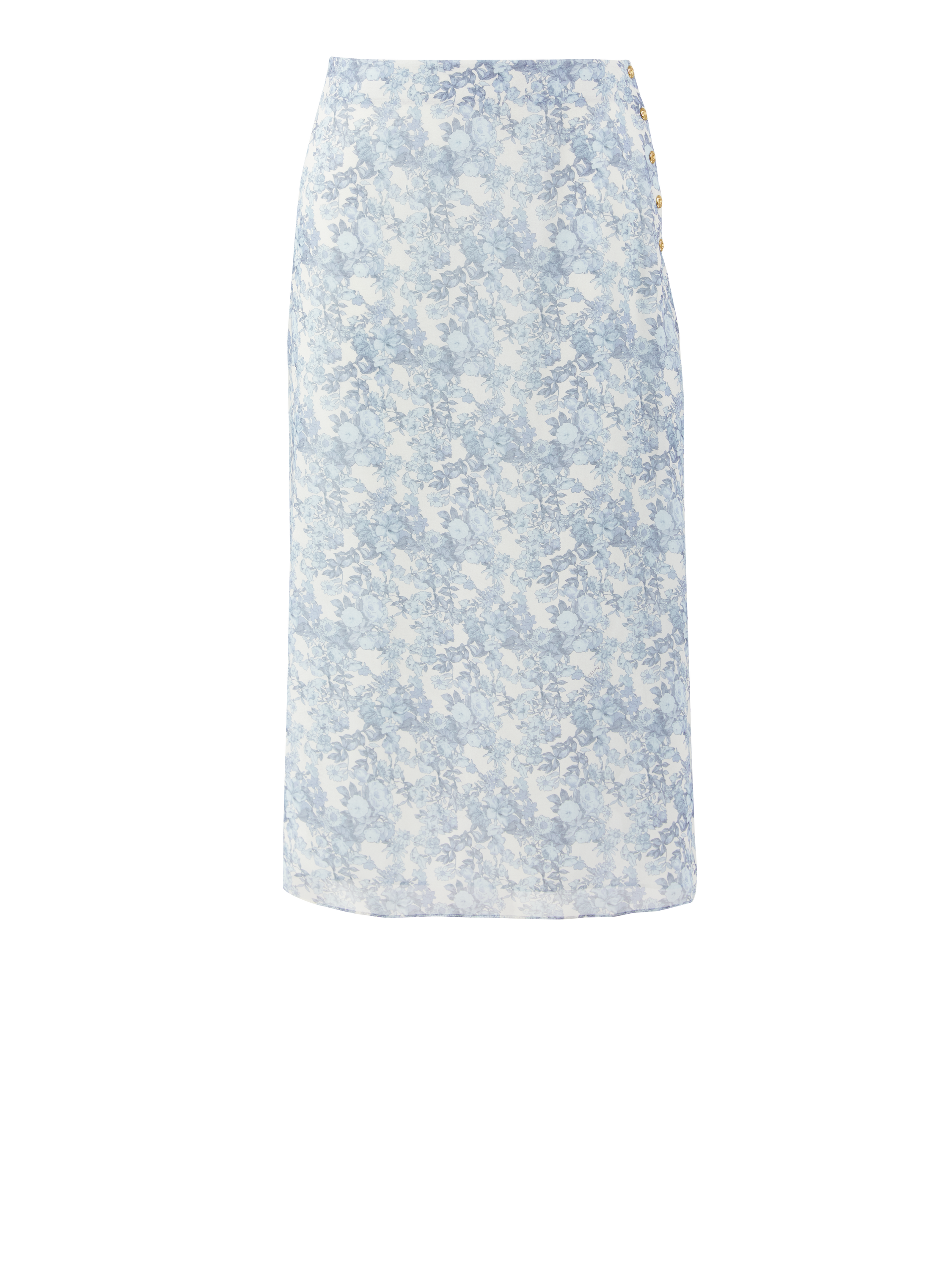 Floraler Midirock Hellblau