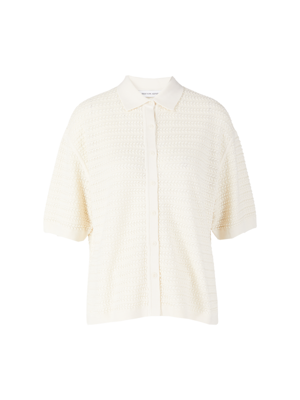 Seiden-Cashmere-Shirt mit Hemdkragen 'Antibes' Ecru