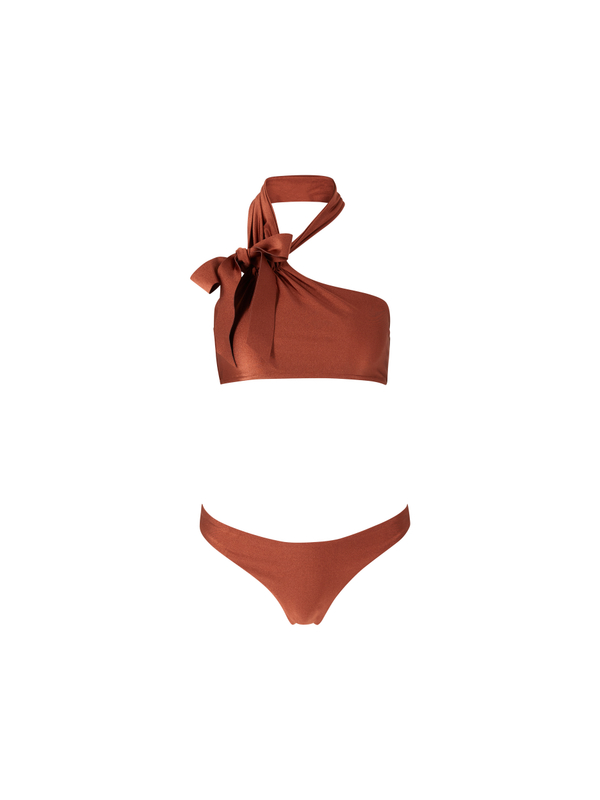 Bikini 'Awaken Tie' mit Bindeband am Hals Braun