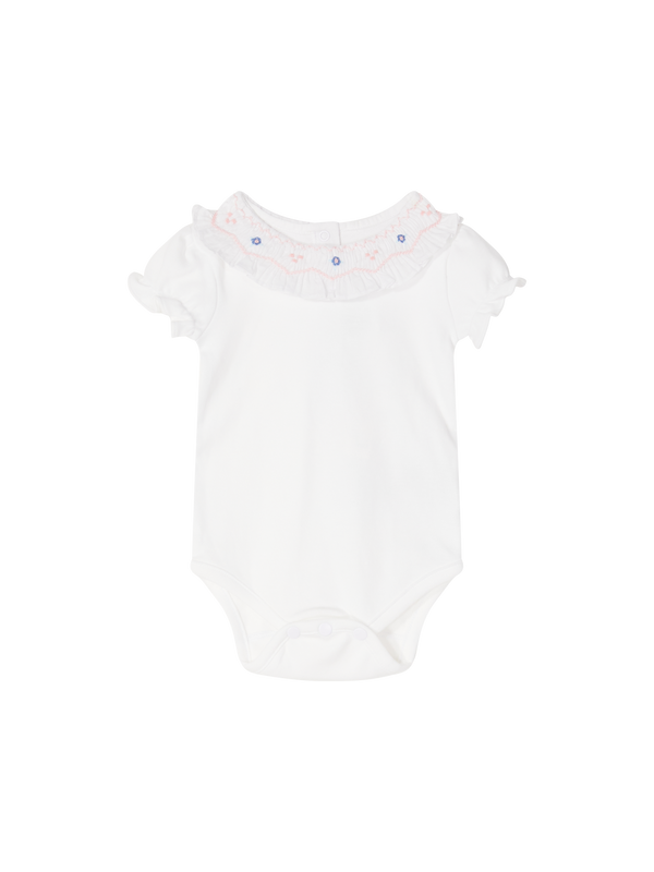 Body mit besticktem Bubikragen Weiß