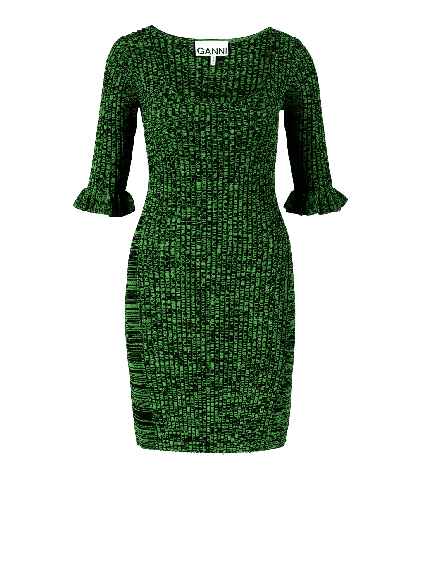 Ganni Melange-Strickkleid Grün Damen Gr. M